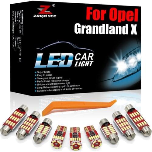 High Power White Canbus LED Interior Kit 13pcs For Vauxhall Opel Grandland X A18 2017-2019 Car Auto Trunk Dome Map Lamp Light