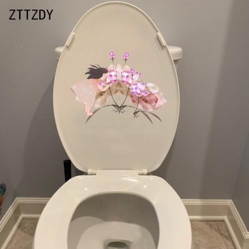 ZTTZDY 24.4*18.5CM Ink Lotus Flower Fairy Home Rooms Wall Decal Decor Classic Toilet Sticker T2-0184