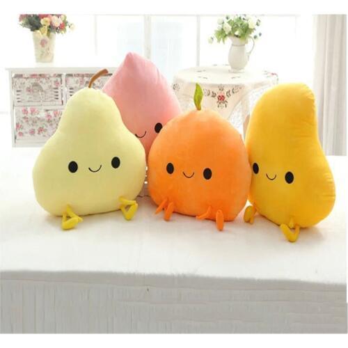 1PC Cute Soft Fruit Smile Face Series Plush Pillow Cushion,Lemon Grape Mango Pear Peach Orange Doll,Home Office Decor Gift