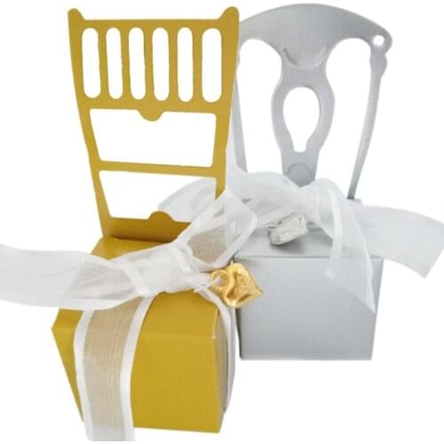 10PCS/lot Golden/silver Chair Romantic Candy Packing bag With Ribbon& Accessories Decoration Wedding & Party Favors