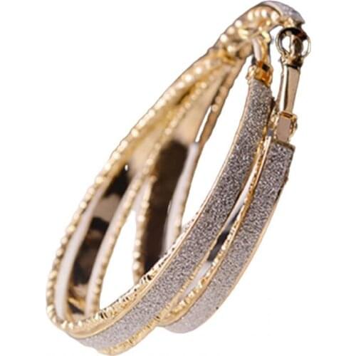 80% Hot Sale 1 Pair Womens Vintage Hoop Earrings Alloy Dull Polish Drop Ear Round Big Circle Hoop Earrings Jewelry сережки коль
