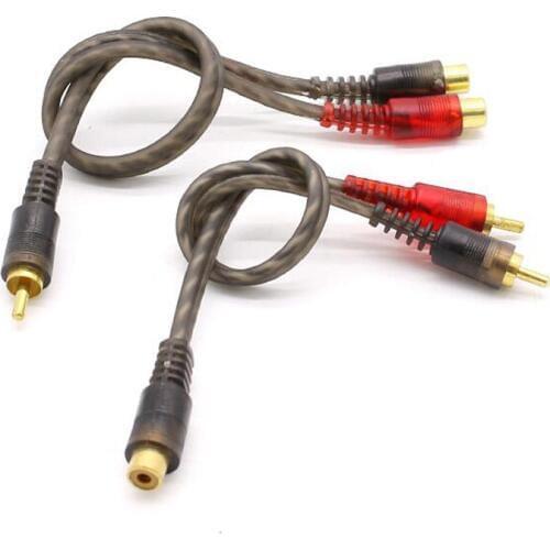 Audio RCA cable 1 male to 2 female & 1 female to 2 male car audio stereo amplifier stereo player RCA input output cable