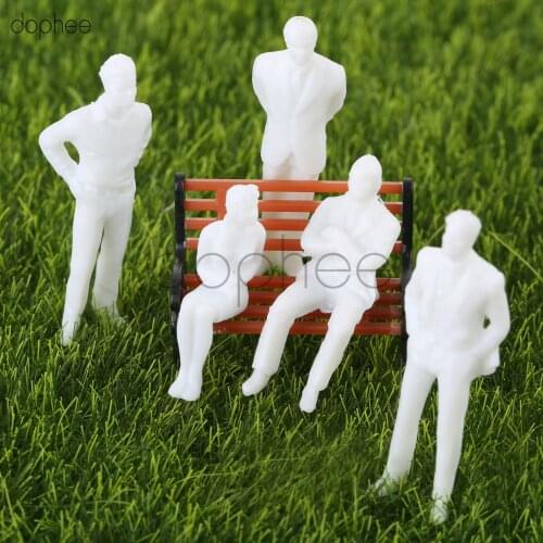 Dophee 100pcs miniature white figures Architectural model human + 10pcs Model Train Platform Park Street Seat ABS plastic 1:50
