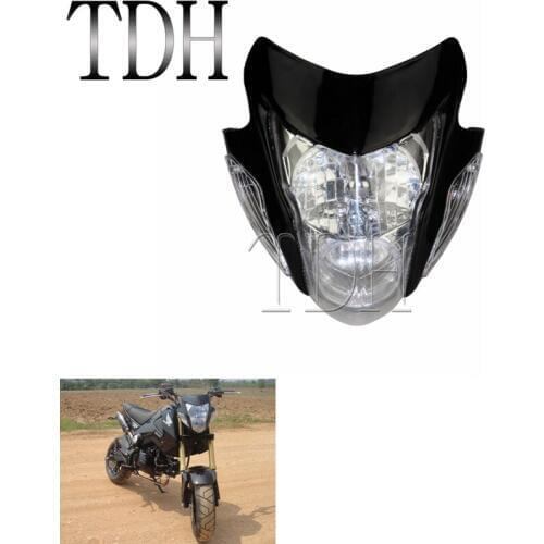 Black Motorcycle Headlight Headlamp Motocross Side Indicators Light Hi/Lo Beam Dual Sports Dirt Bike Universal
