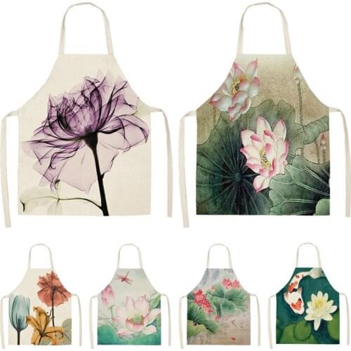 Lotus leaf lotus pattern House cleaning kids apron Apron for children aprons for women Apron for hairdresser kitchen apron women