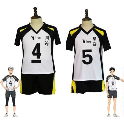 No.5 Akaashi Keiji No.4 Bokuto Koutarou Volleyball Team Jersey Cosplay Haikyuu Fukurodani Academy Uniform Tops+Shorts C42K143