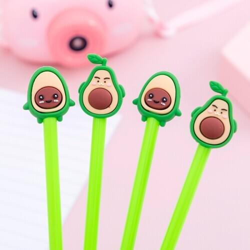 4 pcs/lot 0.5mm Cute Face Expressions Avocado Gel Ink Pen Signature Neutral Pen School Office Writing Stationery Supply