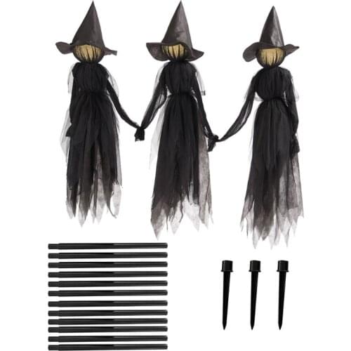 Halloween Decorations Outdoor Large Light Up Holding Hands Screaming Witches