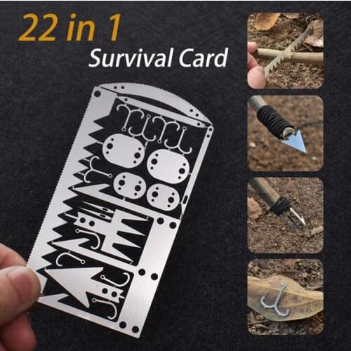 ZK30 22 In 1 Survival Card-Multi Survival Tool Purpose Pocket Tool Stainless Steel Survival Camping Hiking Fishing Hunting Tools