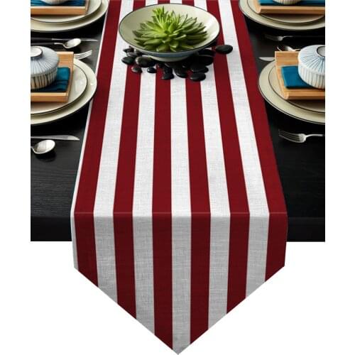 Red White Stripes Christmas Geometric Simplicity Table Runner Christmas Decorations for Home Table Decorarion