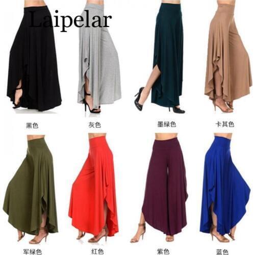 Laipelar 2019 Spring Fashion Casual Loose Broad Leg Trousers Womens Temperament Irregular Loudspeaker Trousers