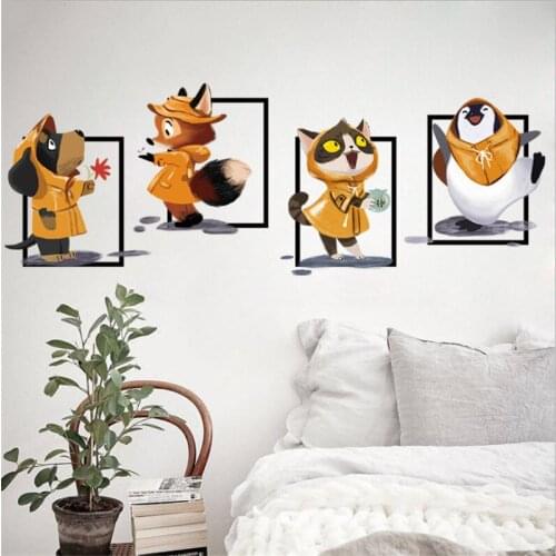 Cartoon squirrel photo frame wall sticker bedroom wall decoration art mural kids room decoration