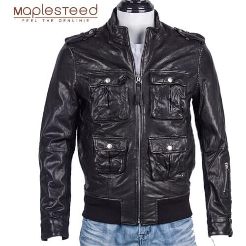 Maplesteed Tanned Sheepskin No Chemicals Men Leather Jacket Men Soft Slim Fit Genuine Leather Jacket Male Asian Size M465