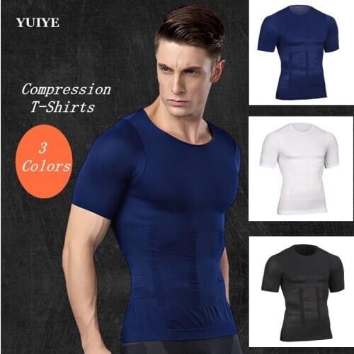 Hot Mens Compression T-Shirts Shaper Vest Body Slimming Male Belt Modeling Strap Tummy Belly Waist Girdle Men Shirts Shapewear