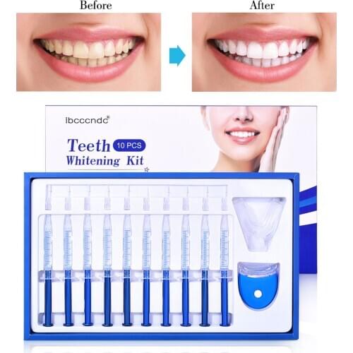 Teeth Whitening Kit Bleaching System Bright White Smile Tooth Whitening Gel Kit With LED Light Home Use Dental Whitening Machine