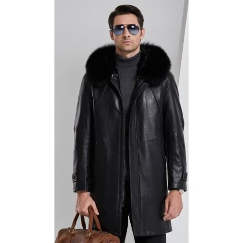 2020 New Leather Jacket Men Winter Jacket Leather Coat fox Fur Collar Leather Jackets