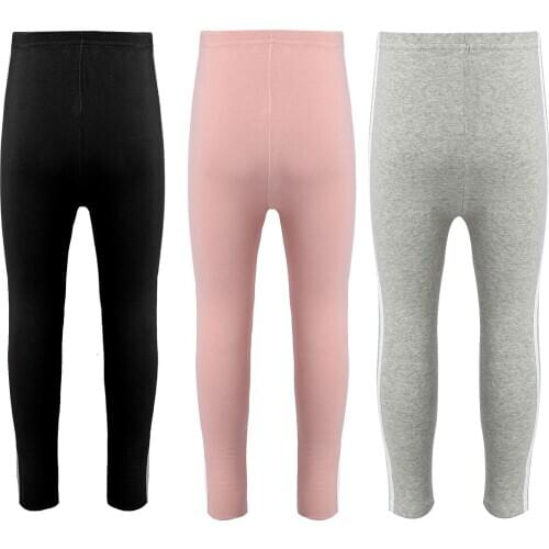 New Kids Spring Leggings Side Striped Gymnastics Sport Pants Stretch Trousers Ankle Length for Little Girls Daily Wear Dress Up