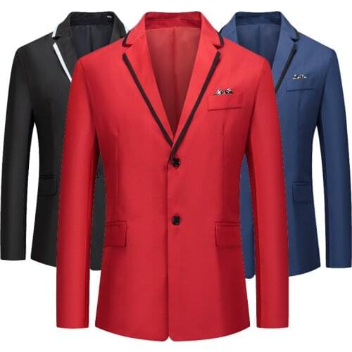 New fashion mens solid color suit jacket Slim all-match suit European size S-3XL six color options