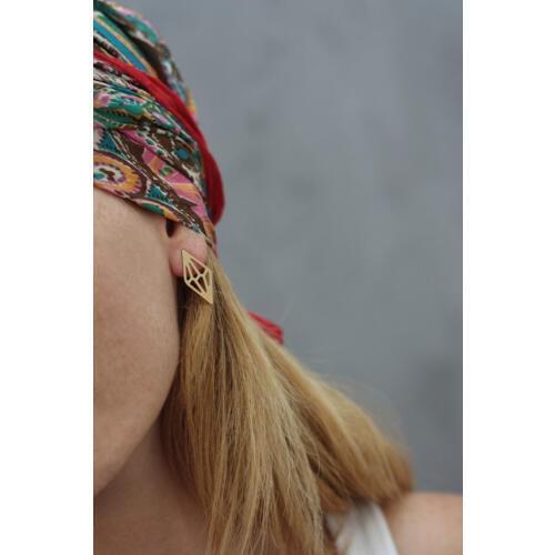 Wholesale Trendy Brand Design rhombus Earrings in Gold Silver rhombus Studs Geometric Jewelry Geometric Earrings For Women