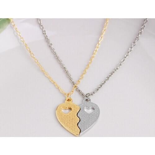 1/Sets Friendship Necklace Best Friends forever Hollow Heart-Shaped Pendant Brother Best Buds Silver Color Necklace Charm Choker