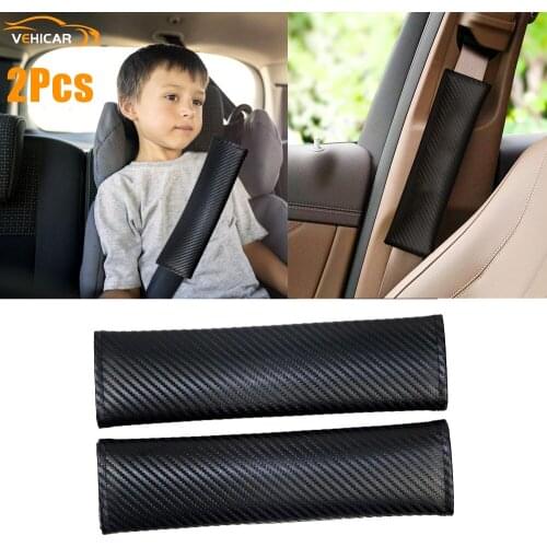 VEHICAR 2PCS Car Seat Belt Cover Carbon Fiber Seatbelt Shoulder Pad For Custom made Car Logo knitting Car Accessories Universal
