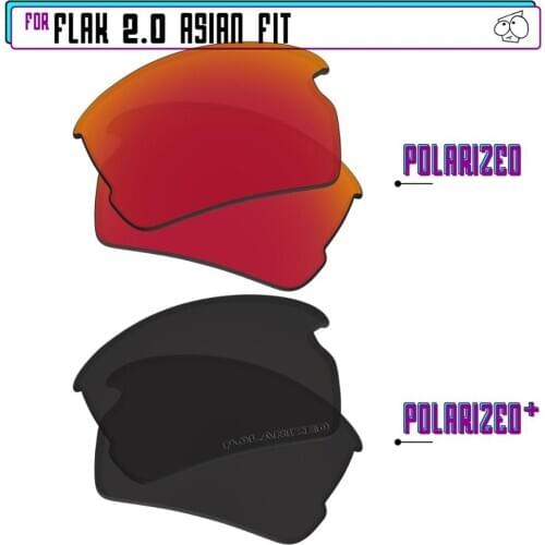 EZReplace Polarized Replacement Lenses for - Oakley Flak 2.0 Asian Fit (AF) Sunglasses - Black P Plus-Red P