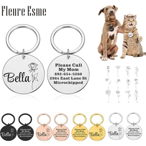 Custom Dogs Owner Constellation Flower Personalized Pet Name Unique Anti-lost Diy Tag Bring Lucky Medals For Cat Puppy Pendant