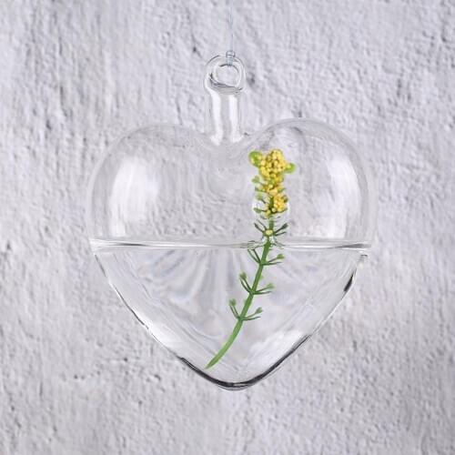 Heart Shape 10 X 11cm Plant Flower Transparent Vase Wedding Decor Glass Clear Bottle Hanging Home DIY Container Pot Table