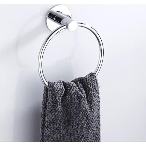Self Adhesive Towel Rings Stainless Steel Round Bathroom Towels Holder Wall Mounted Hand Towel Rails for Kitchen Bath Room