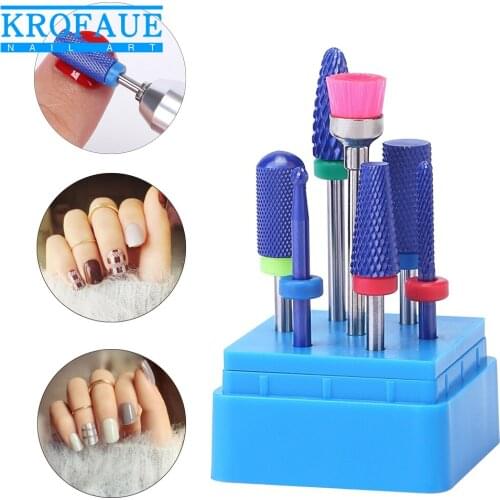KROFAUE 1 Set Nail Art Drill Bit Polish Tool Ceramic Mounted Grinding Stone Head Electric Manicure Cutter Nail Files