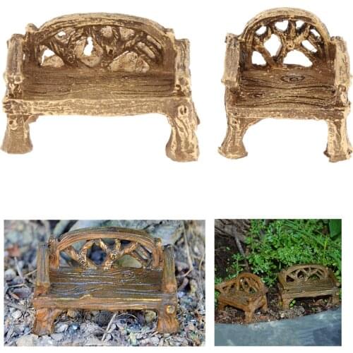 Fairy Garden Furniture Ornaments Miniature Bench Chair Fairy Village Micro Resin Bench Chair for Dollhouse Accessories Decor