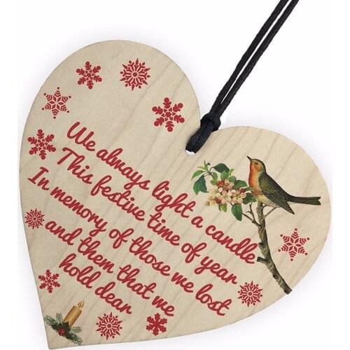 Light Candle Christmas Memorial Bereavement Robin Hanging Plaque Xmas Tree Decoration Sign Home DIY Decorations Card Gift