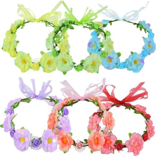 Cloth Garland Headdress Festival Birthday Party Headband Decoration Wedding Floral Headband Garland Girl Flower Wreath Gift