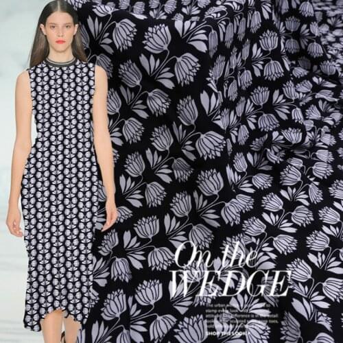 Digital Printed 100% Silk Crepe De Chine Fabric Dress Shirt Harem Pants Cheongsam Long Skirt Sewing Material Per Meter