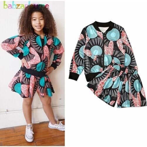 2Piece/2-6Years/Spring Toddler Girls Outfits Fashion Print Long Sleeves Baby Jackets+Skirt Boutique Kids Clothing Sets BC1363-1
