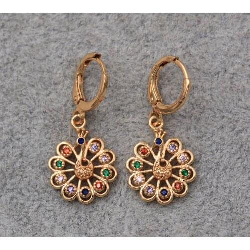 Dangle Drop Earrings Red Green Cubic Zirconia Copper Round Earring For Women Fashion Jewelry Accessories Wedding Anniversary