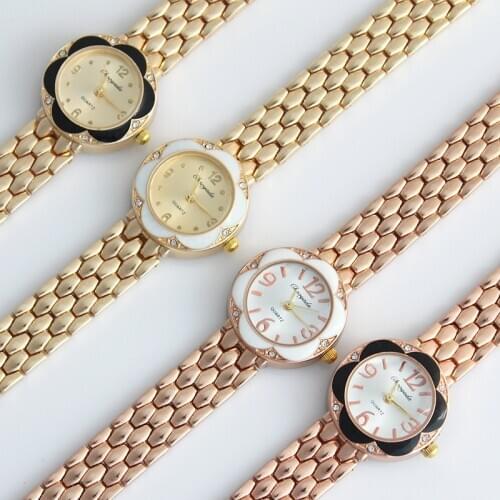 4pcs/Lot Rhinestone Casual Stainless Steel Luxury Fashion Waterproof Womens Quartz Wristwatches Bracelet Watches O88m4