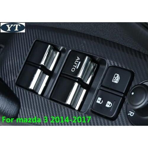 Auto interior moulding trim cover,window switch button trim for Mazda 3 2014-2018,car accessories,4pcs/set