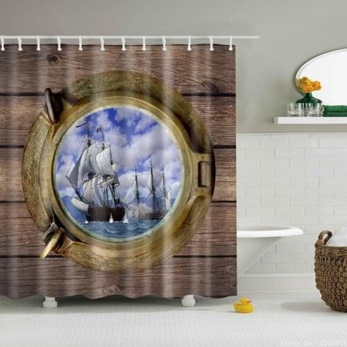 Pirate Ship Shower Curtain High Quality Boho Home Decor Washable Bath Curtains Bathroom Polyester Fabric Screen With Hooks