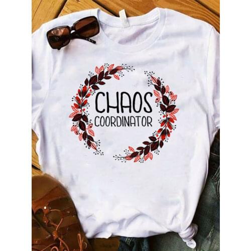 Women Lady T Shirt Chaos Coordinator Flower Floral Printed Tshirt Ladies Tee Shirt Women Female Tops Clothes Graphic T-shirt
