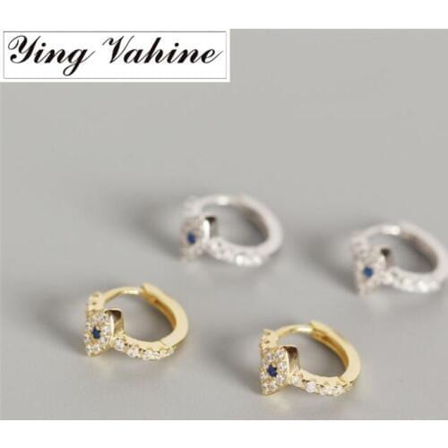 Ying Vahine New Arrival Evil Eyes Earring 100% 925 Sterling Silver Mini Zircon Blue Eyes Small Stud Earrings for Women