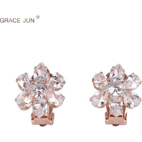 Top Qulaity Full AAA CZ 6 Small Water Drop Clip on Earrings Without Piercing for Women Party Pom Elegant Bridal Wedding Ear Clip