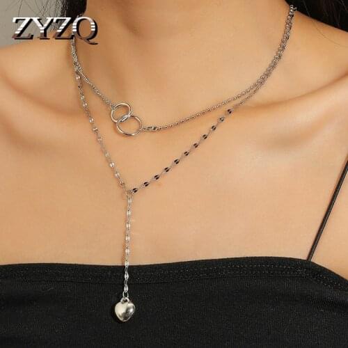 ZYZQ Red Heart Necklace Cute Romantic Simple Daily Wear Necklace Euro Style Simple Birthday Gift Accessories Jewel Hot Sale