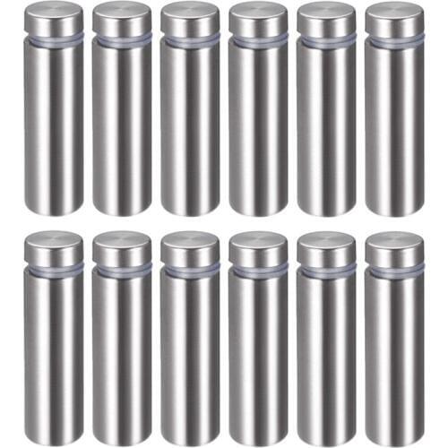 16mm/0.63" Dia 60mm/2.36" Length Sign Holders Screws Wall Mount Hardware Advertising Glass Standoff Nail-Pack of 12