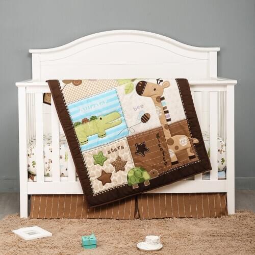 3pcs Cotton Baby Girl Boy Nursery Crib Bedding Cot Bedding Set bed linen Product Infant Cartoon Quilt sheet skirt