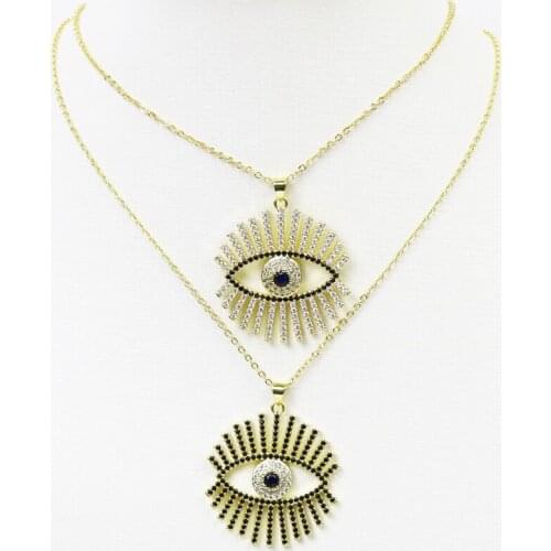 5 Pcs Zircon eyes Pendant necklace Gold eyes pendant Necklace Fashion jewelry necklace Eyes necklace 7480
