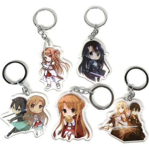 5pcs/lot Sword Art Online Yuki Asuna Kirigaya Suguha Ayano Keiko Original Japanese acrylic mobile phone charm keychain strap