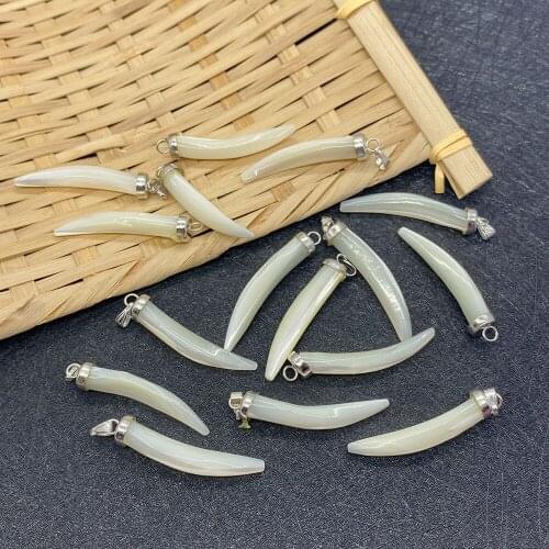5 Pieces of Natural Sea Shell Pendants Chili Shaped White Sculptures DIY Making Exquisite Necklaces Jewelry Crafts Accessories