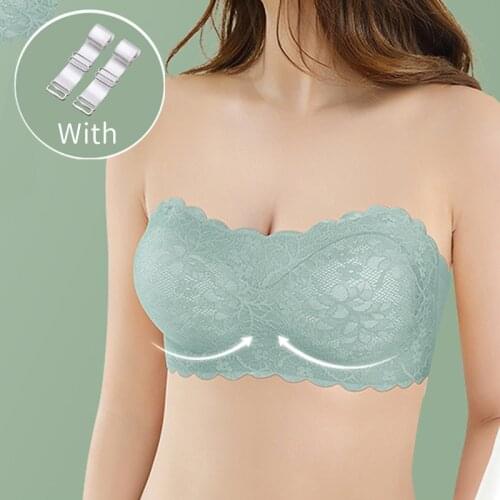Strapless Seamless Bra Sexy Lace Bralette Push Up Invisible Bras Women Strapless Crop Tube Top Brassiere Underwear Tank Top