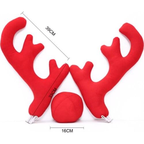 Big Reindeer Red Antlers+Nose Cute Antlers Car Christmas Decor Accessories XXFF